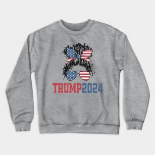 Vintage Trump 2024 Messy Hair Bun Crewneck Sweatshirt